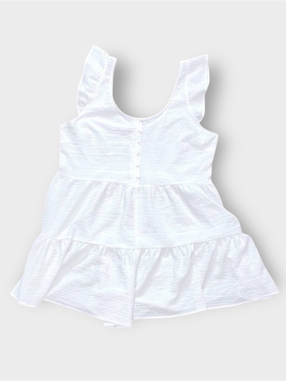 White Gauze Romper Dress Tiered Mini Flutter Sleeve Built In Shorts XL XXL 0X